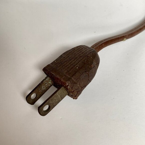 Vintage Light Pink Glass & Metal Floral Table Lamp - Picture 10 of 10